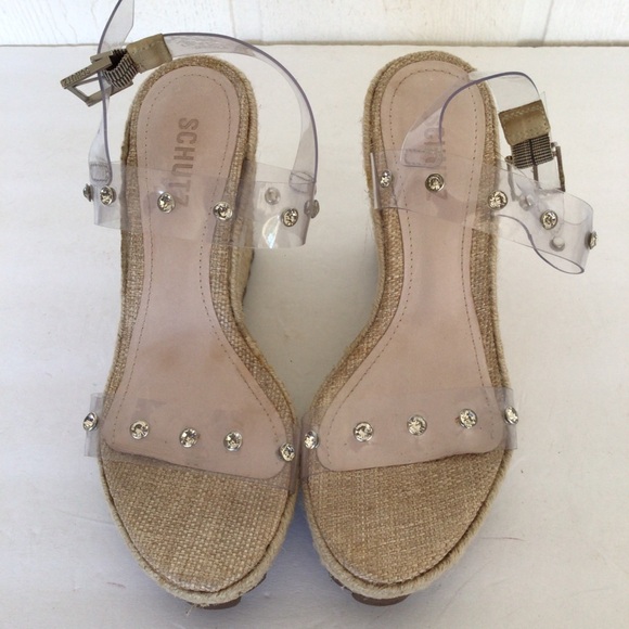 SCHUTZ ROPE WEDGES WITH CLEAR STRAPS SIZE 7.5 - Picture 5 of 15
